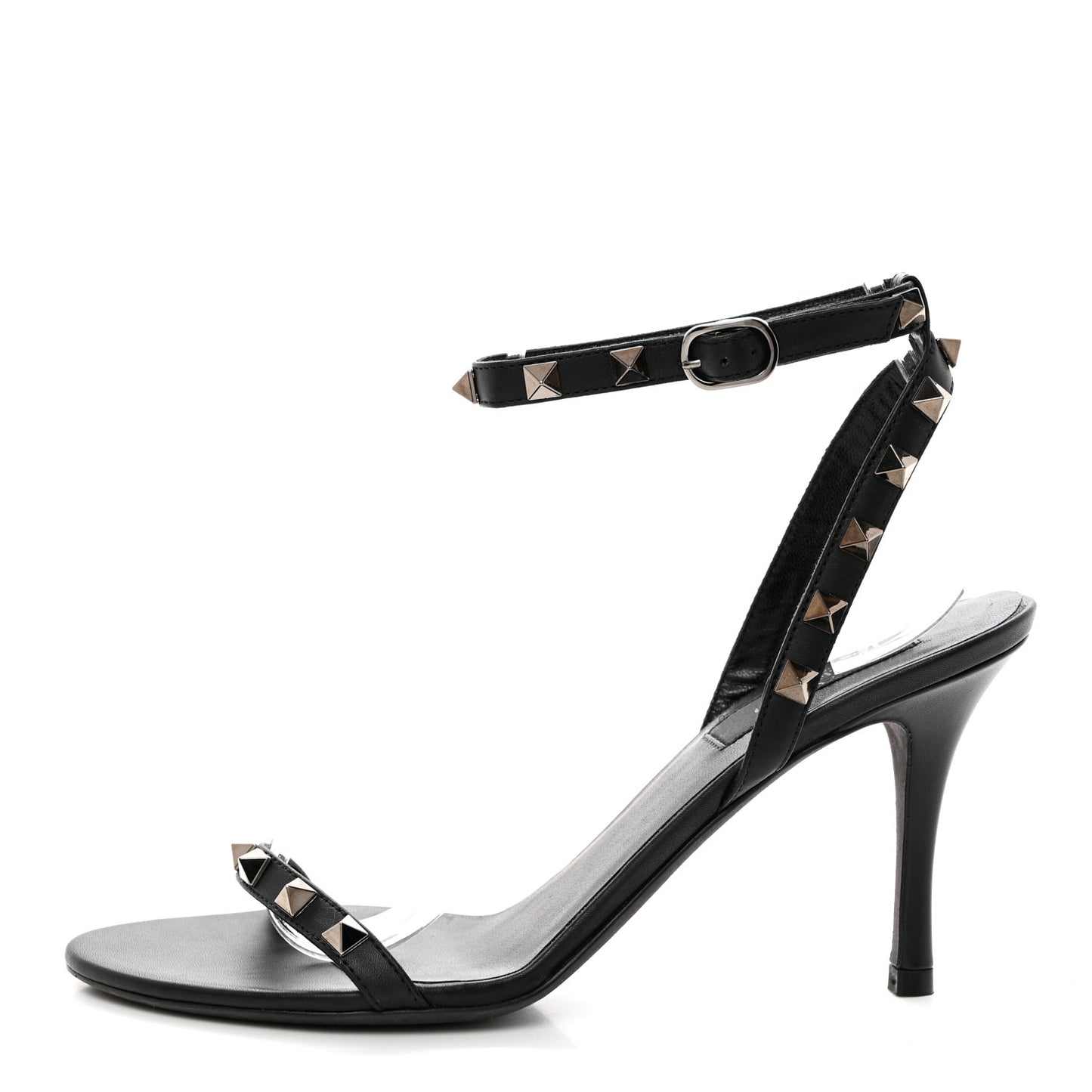 Nappa Rockstud Ankle Strap 100mm Sandals 37.5 Black