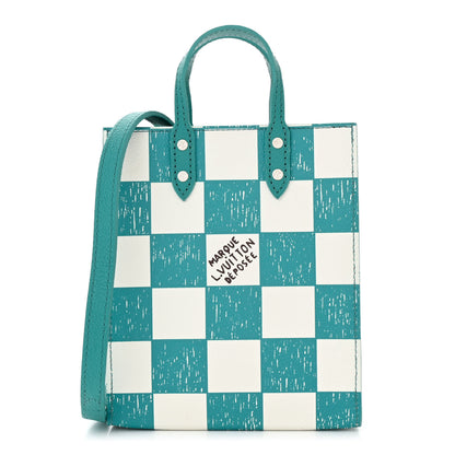Louis Vuitton Calfskin Damier Sac Plat XS Blue Teal 1 of 9
