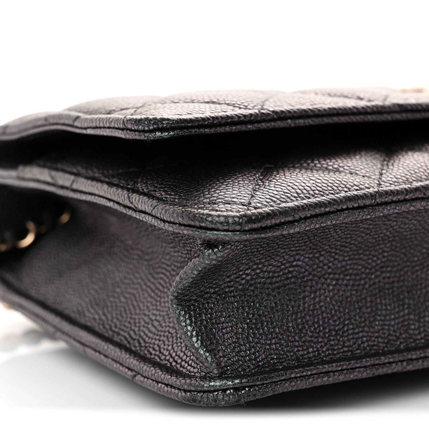 Chanel Iridescent Caviar Quilted Wallet on Chain WOC Dark Blue 10 of 11