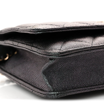 Chanel Iridescent Caviar Quilted Wallet on Chain WOC Dark Blue 10 of 11