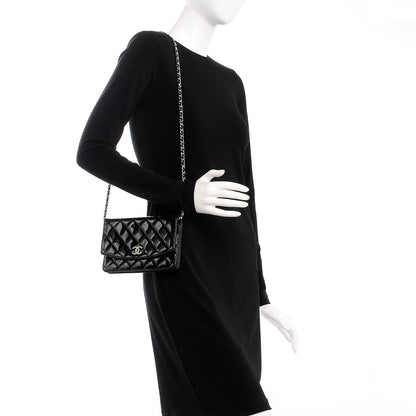 Chanel Patent Quilted Brilliant Wallet On Chain WOC Black 2 of 8