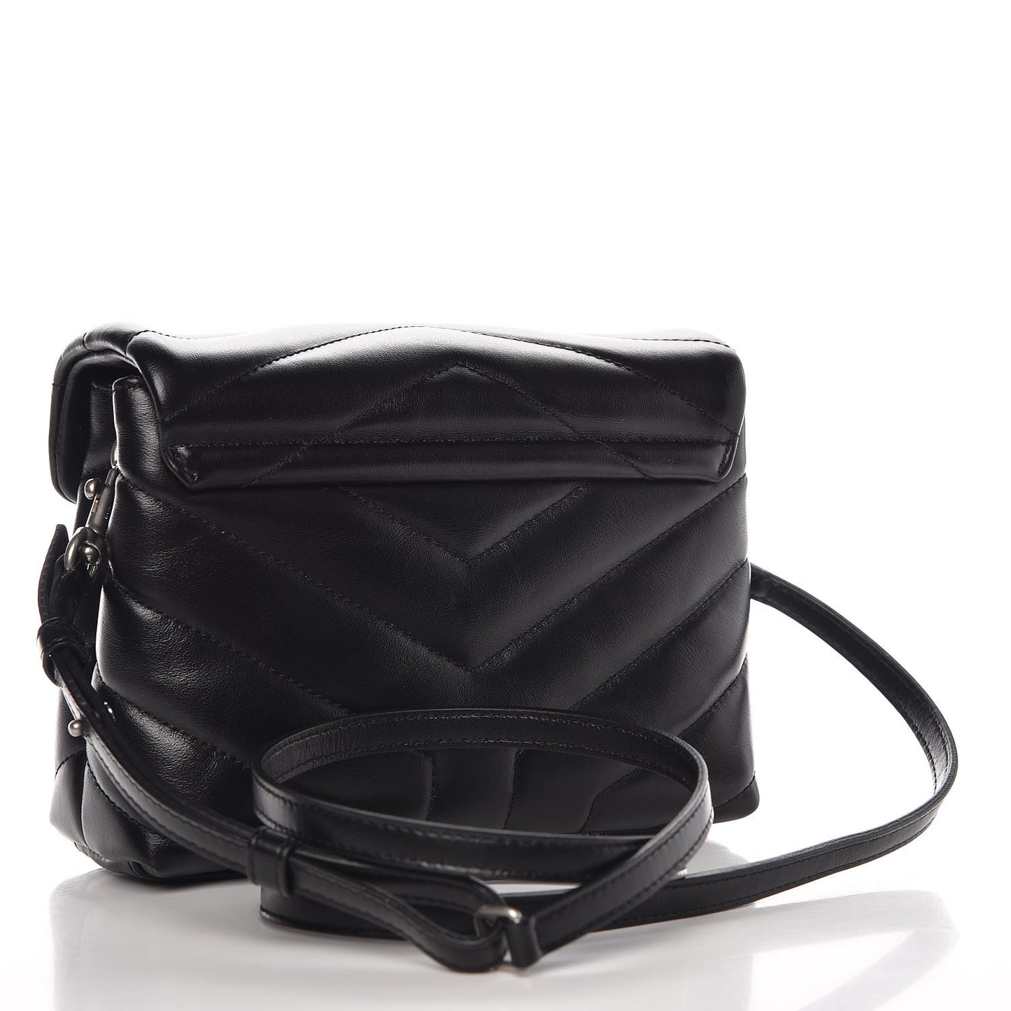 Calfskin Y Quilted Monogram Toy Loulou Crossbody Bag Black