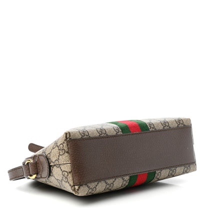 Gucci GG Supreme Monogram Textured Dollar Calfskin Web Small Ophidia Dome Shoulder Bag Beige Ebony New Acero 5 of 10