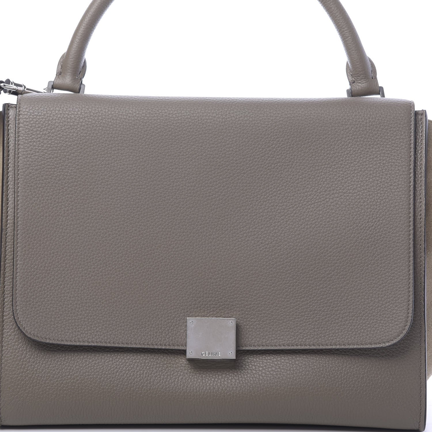 Celine Drummed Calfskin Suede Medium Trapeze Souris 7 of 9