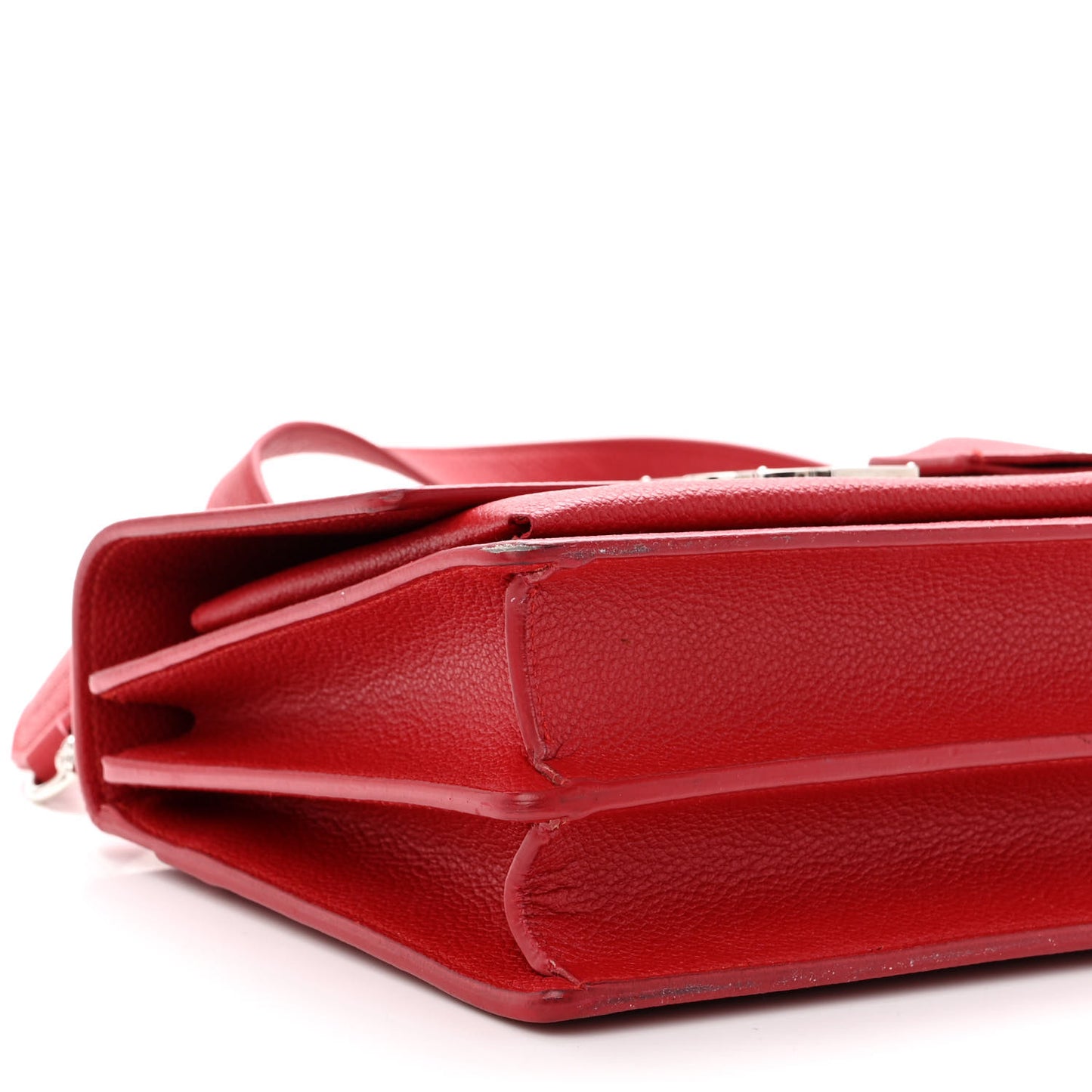 Grained Calfskin Medium Monogram Sunset Satchel Red