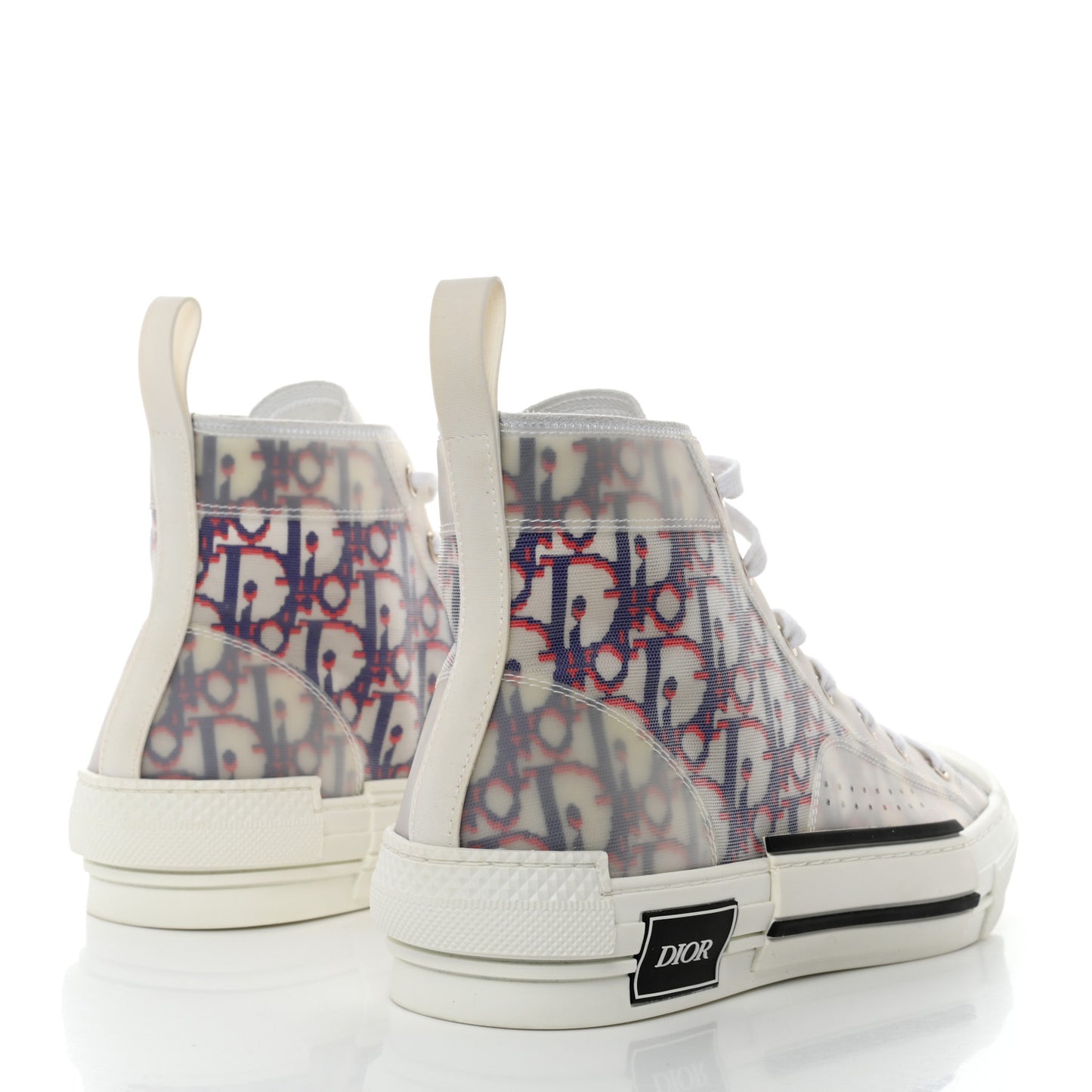 Technical Canvas Oblique Pixel Mens B23 High Top Sneakers 41 Blue Red