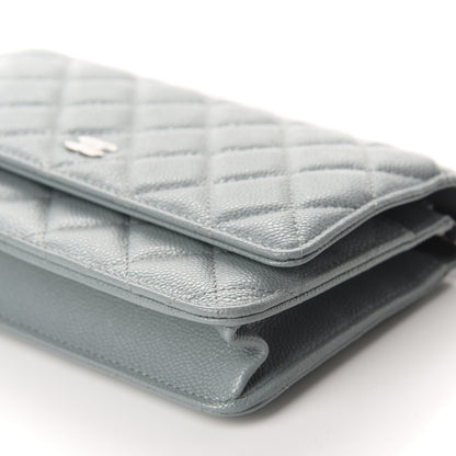 Chanel Caviar Quilted Wallet On Chain WOC Light Blue 7 of 12