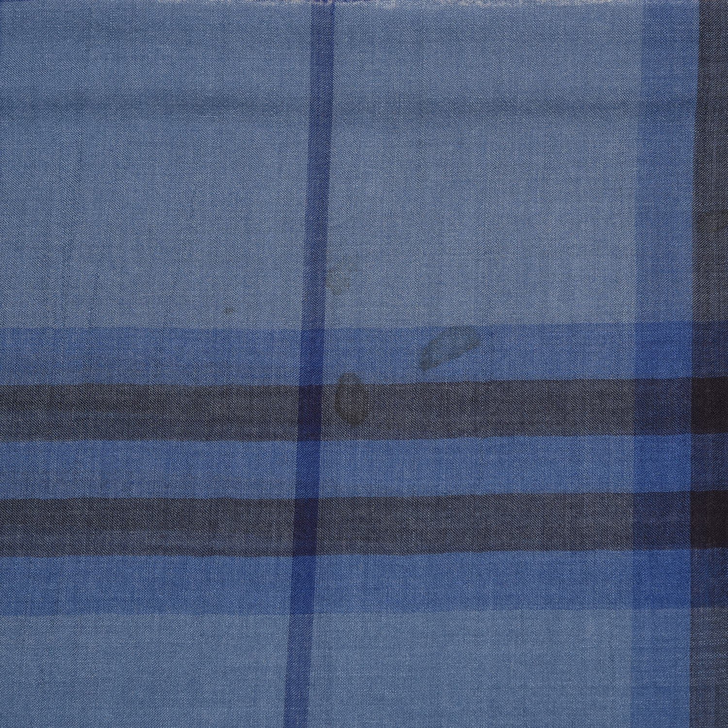 Burberry Wool Silk Gauze Giant Check Scarf Blue 5 of 7