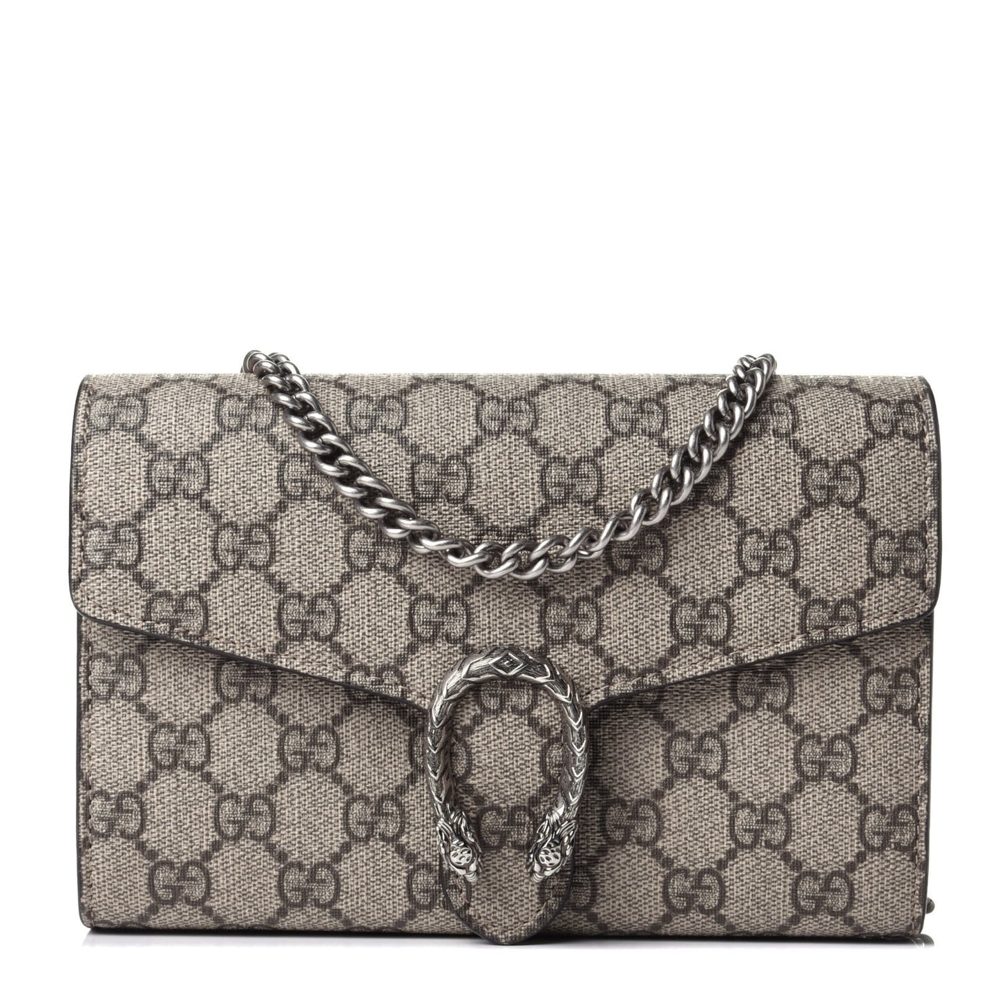 GG Supreme Monogram Mini Dionysus Chain Wallet Beige Taupe