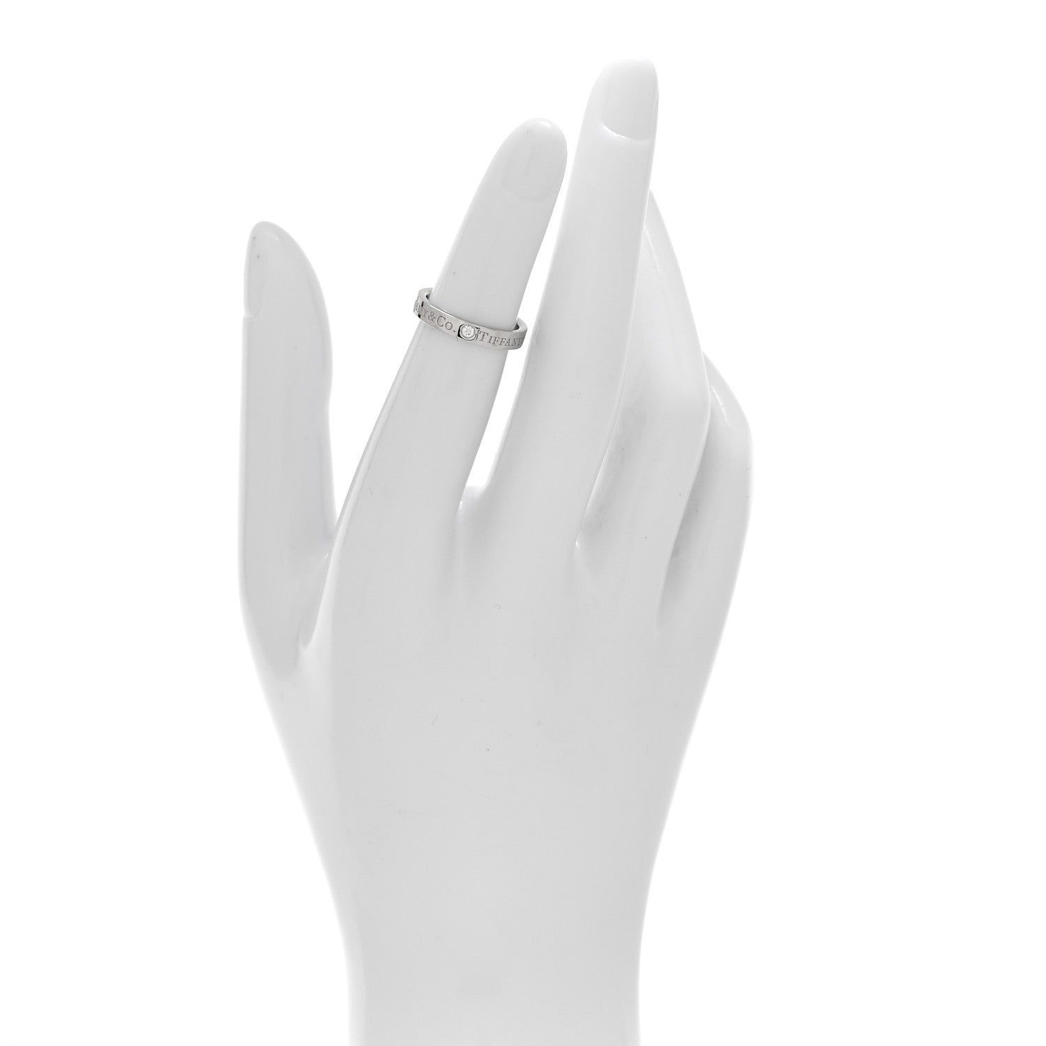 Tiffany Platinum Diamond Logo Band Ring 46 3.75 2 of 4