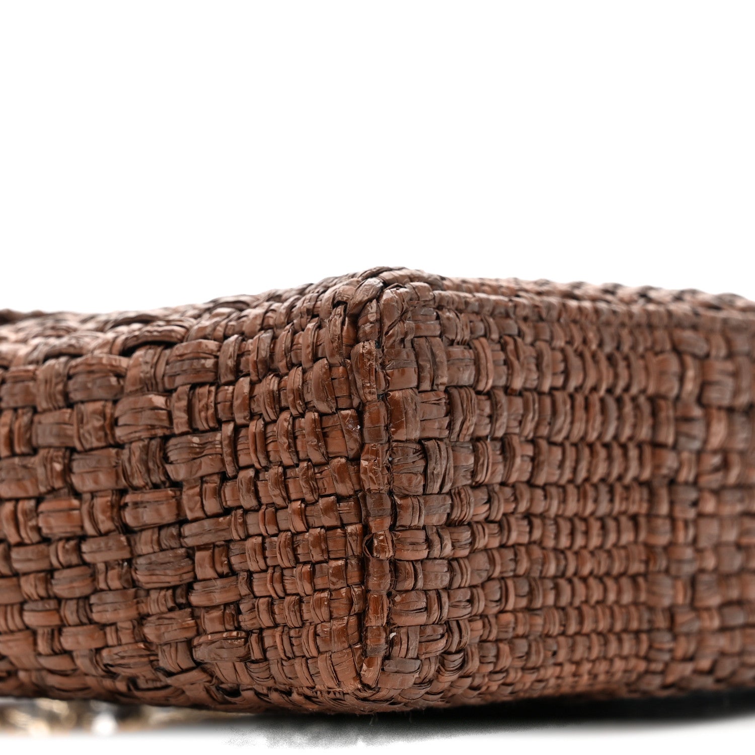 Chanel Braided Raffia Quilted Top Handle Slim Vanity With Chain Brown 9 of 11