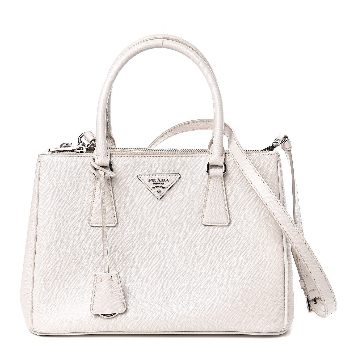 Prada Saffiano Small Galleria Double Zip Tote Talco 1 of 15