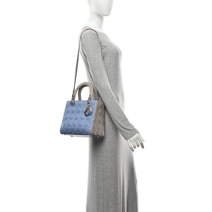 Christian Dior Lambskin Cannage Medium Bi-Color Lady Dior Blue Gray 2 of 10