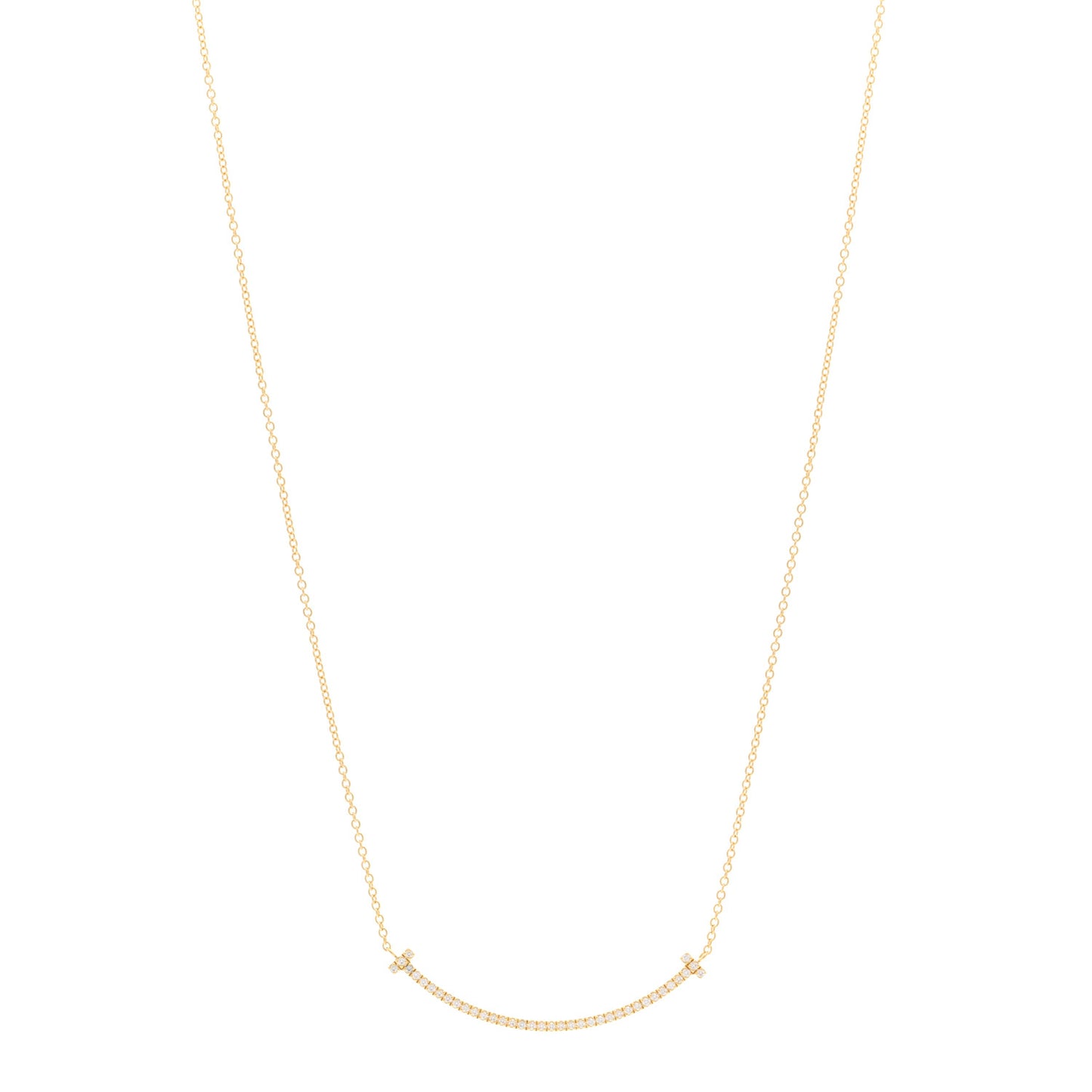 18K Yellow Gold Diamond Small T Smile Pendant Necklace