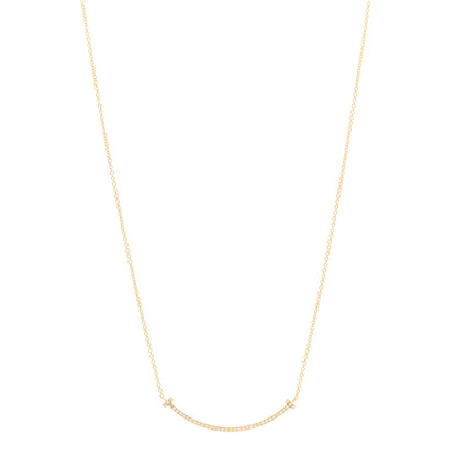Tiffany 18K Yellow Gold Diamond Small T Smile Pendant Necklace 1 of 4