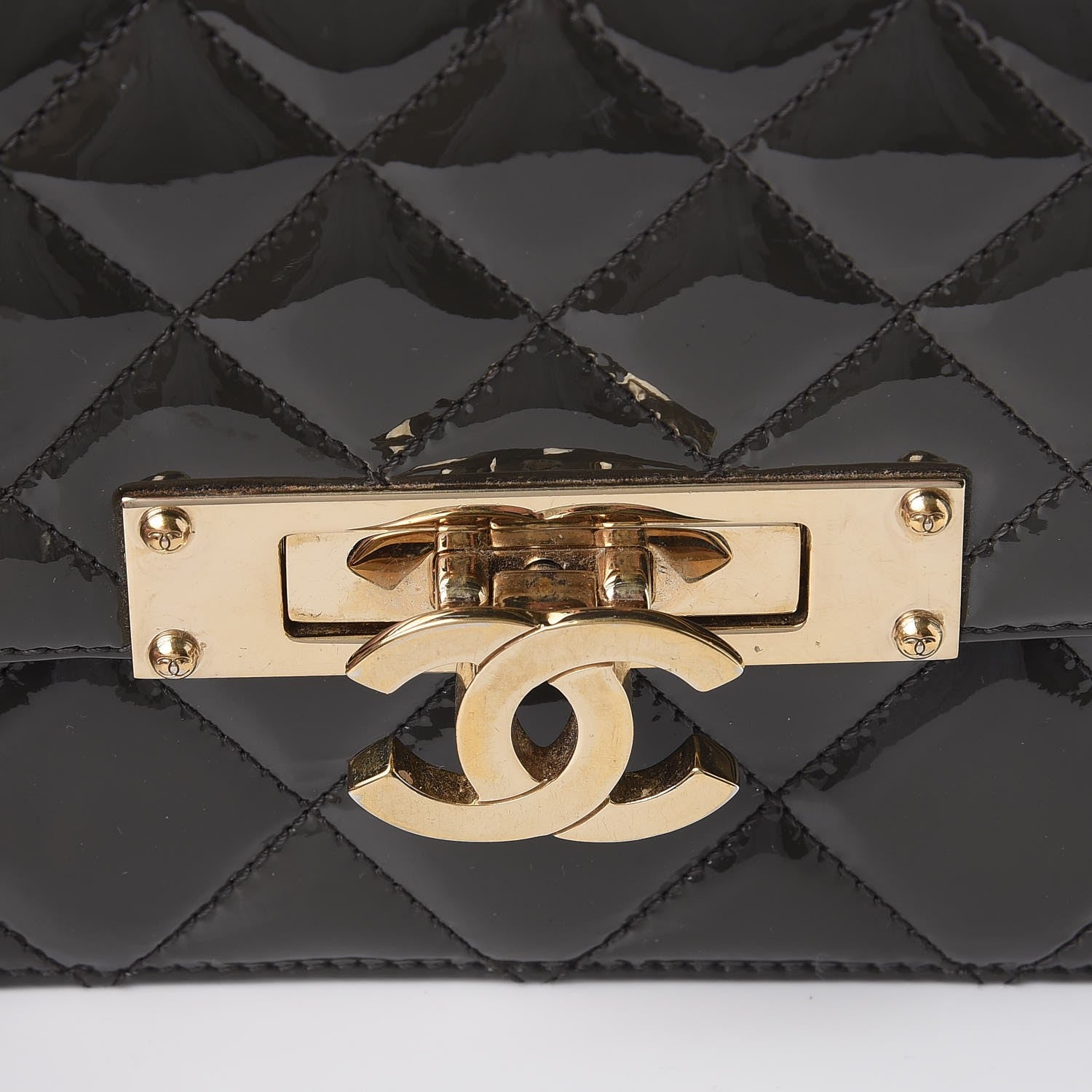 Chanel Patent Quilted Golden Class Accordion Flap Charcoal Grey 12 of 13
