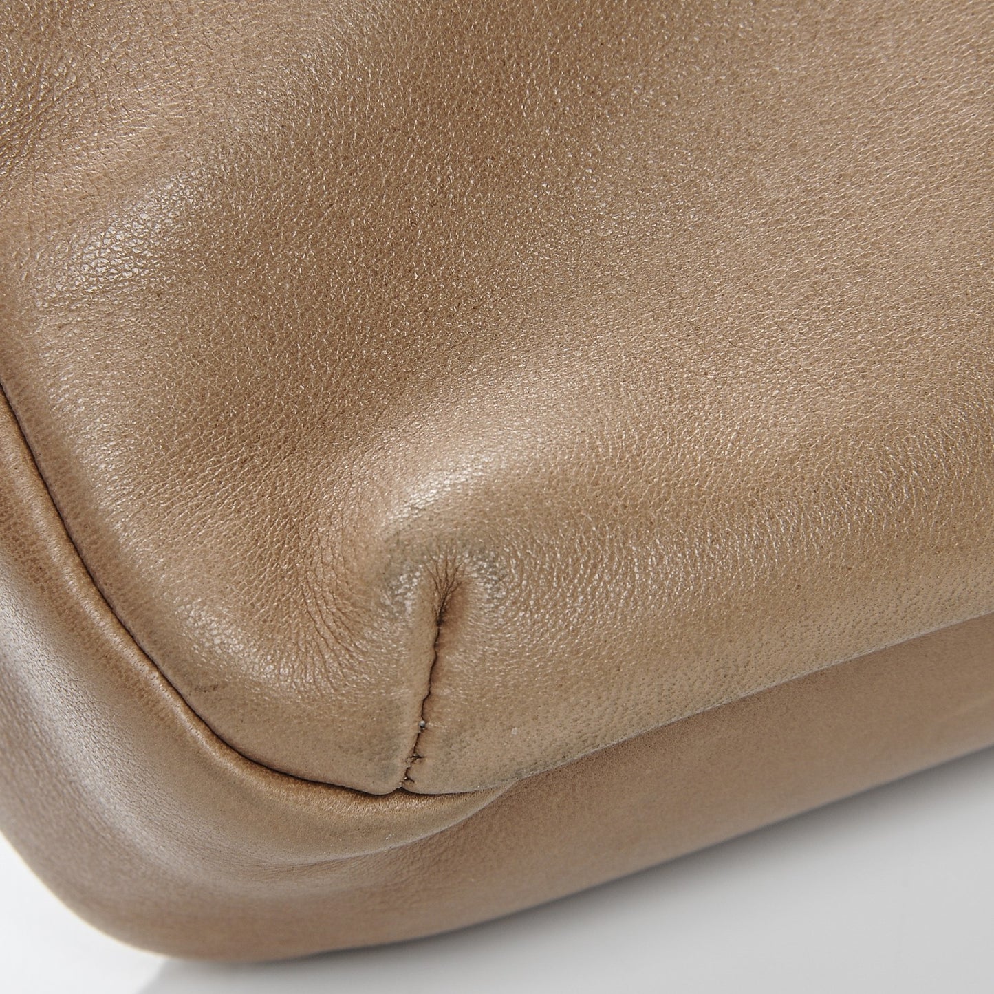 Lambskin Chain Stitch Clutch Dark Beige