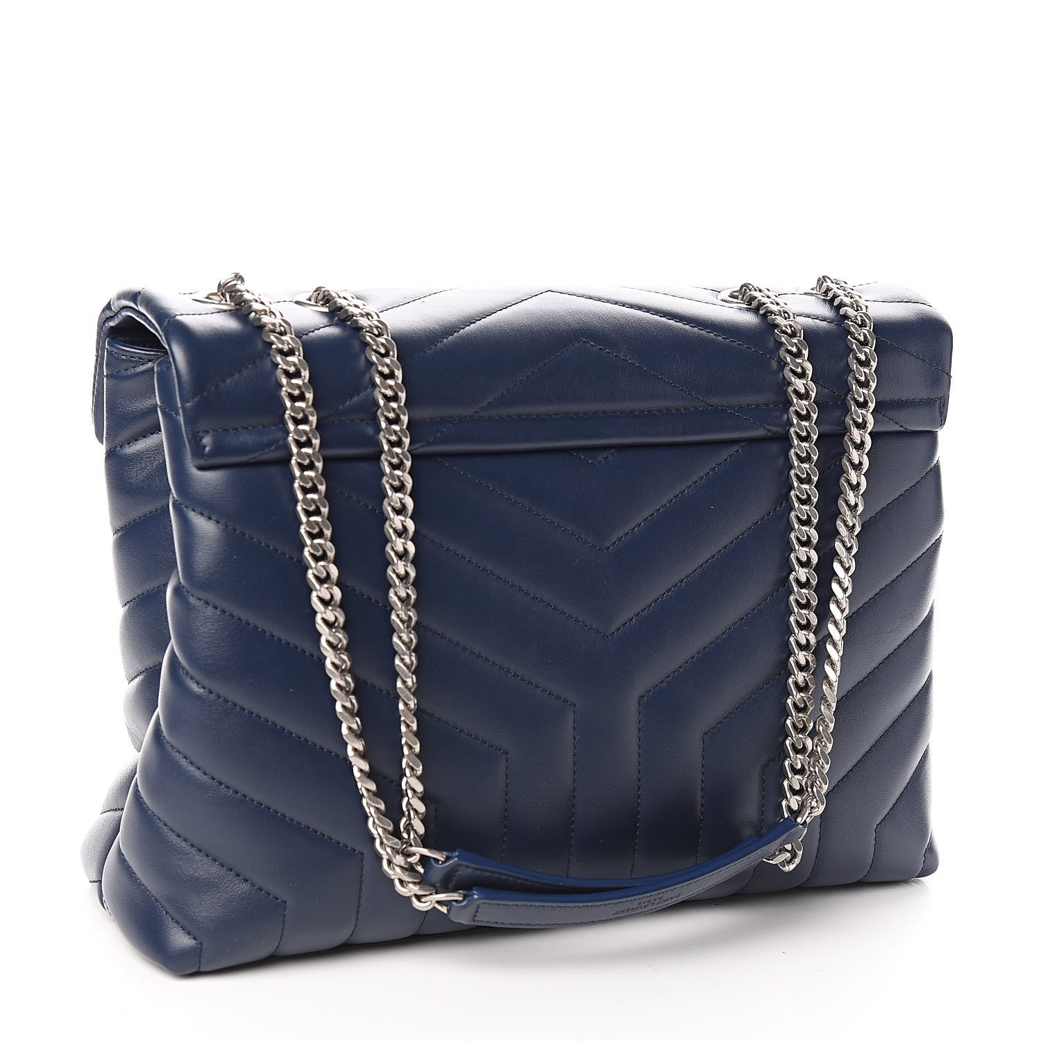 Saint Laurent Calfskin Y Quilted Monogram Medium Loulou Chain Satchel Denim Blue 3 of 10