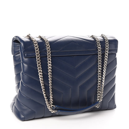 Saint Laurent Calfskin Y Quilted Monogram Medium Loulou Chain Satchel Denim Blue 3 of 10