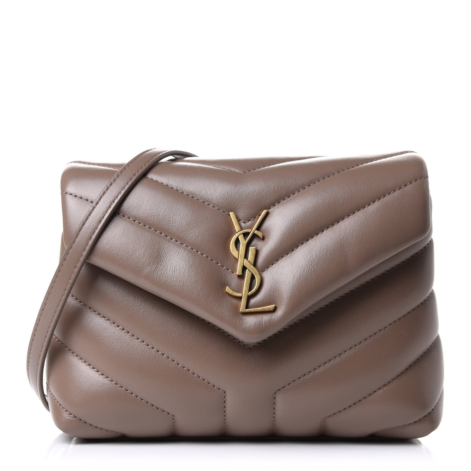 Saint Laurent Calfskin Y Quilted Monogram Toy Loulou Crossbody Bag Taupe 1 of 10