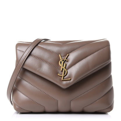 Saint Laurent Calfskin Y Quilted Monogram Toy Loulou Crossbody Bag Taupe 1 of 10
