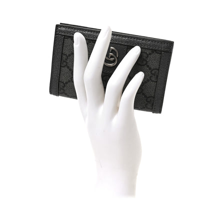 Gucci GG Supreme Monogram Textured Dollar Calfskin Ophidia Card Case Grey Black Graphite Grey 2 of 6