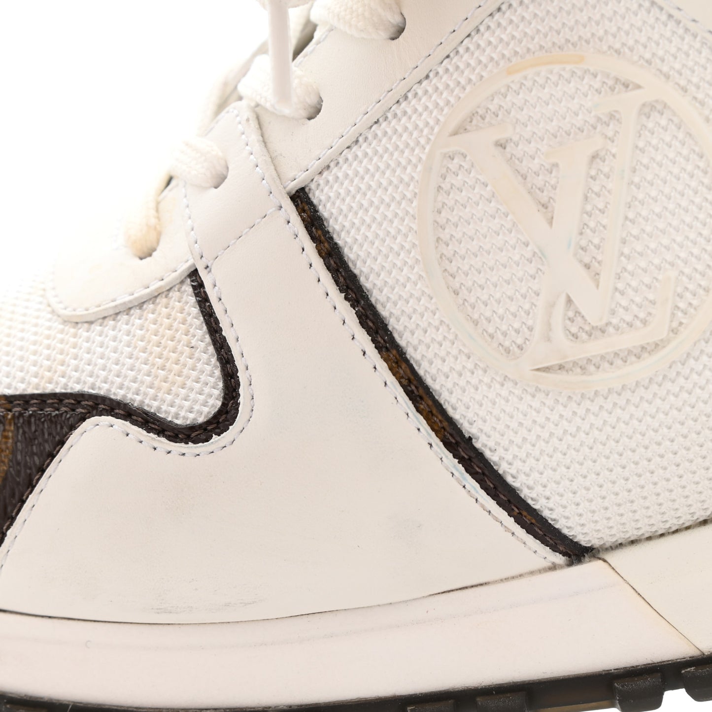 Calfskin Monogram Run Away Sneakers 38.5 White