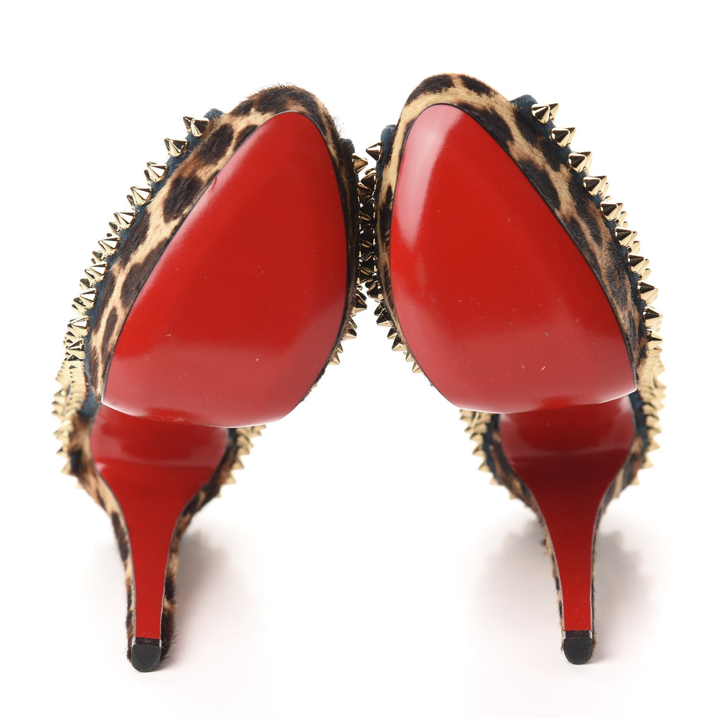 Veau Velours Calf Hair Leopard Lady Peep Spikes VIP 150 Pumps 36.5 Blue Khol Bronze