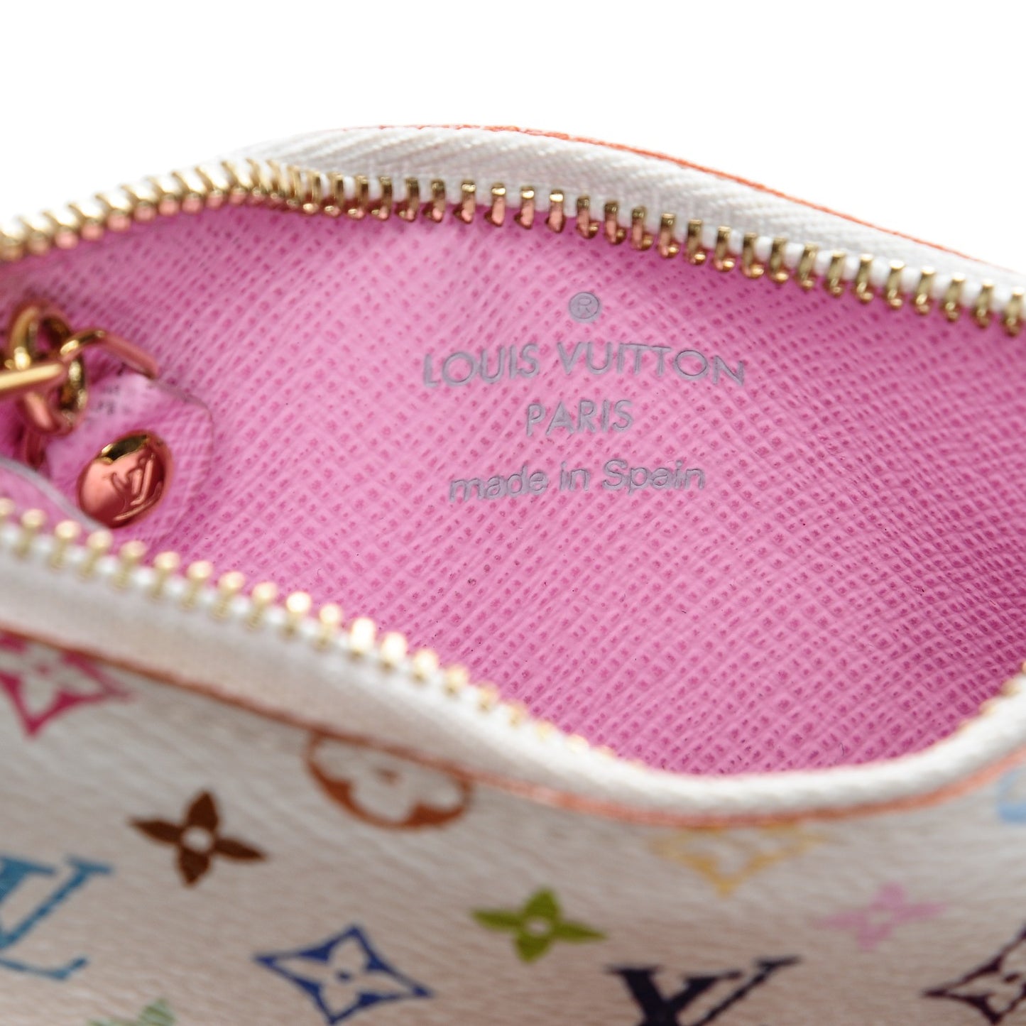 Monogram Multicolor Key Pouch White Litchi
