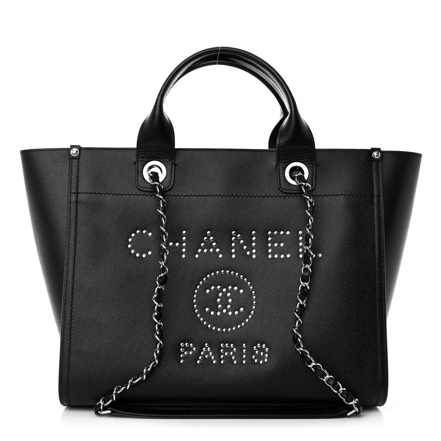 Caviar Small Studded Deauville Tote Black