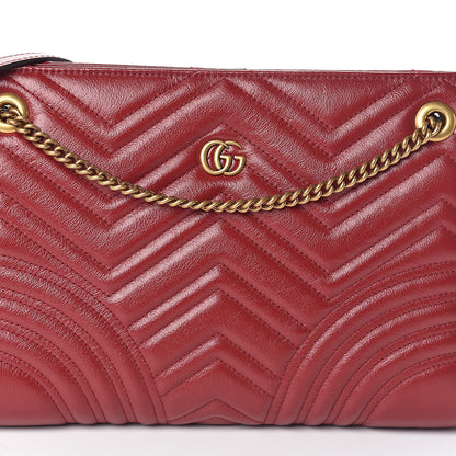 Gucci Azalea Calfskin Matelasse Heart Medium GG Marmont Slim Shoulder Bag Romantic Cerise 7 of 9