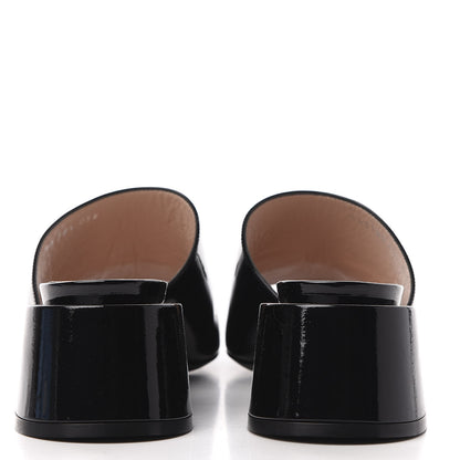 Gucci Patent Lexi Horsebit Mid-Heel Slide Sandals 38.5 Black 7 of 12