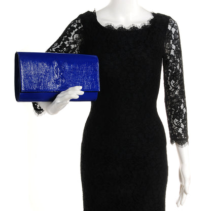 Saint Laurent Textured Patent Belle De Jour Clutch Large Royal Blue 2 of 6
