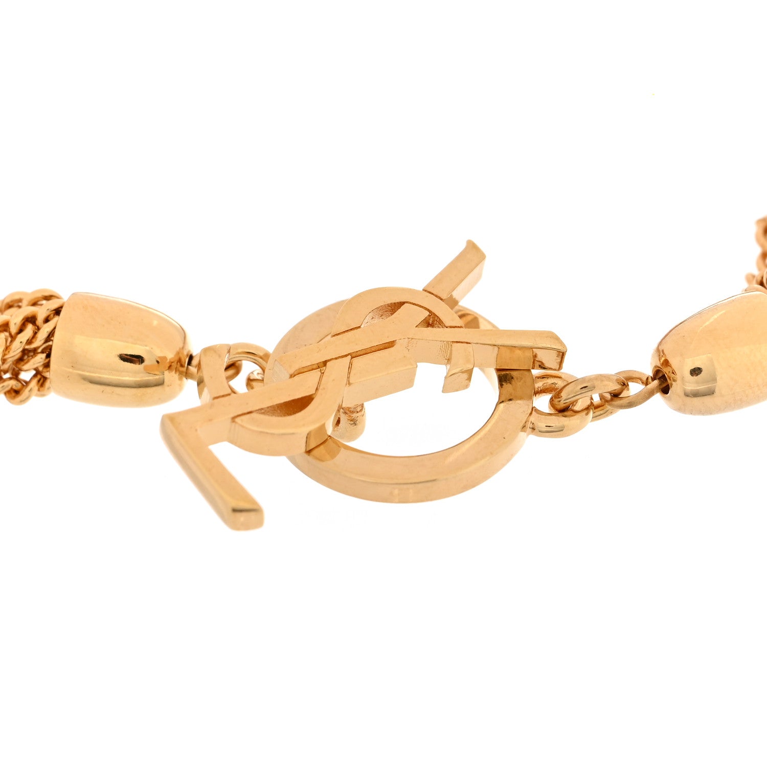 Saint Laurent Brass Monogram Multi Chain Charm Bracelet 4 of 4