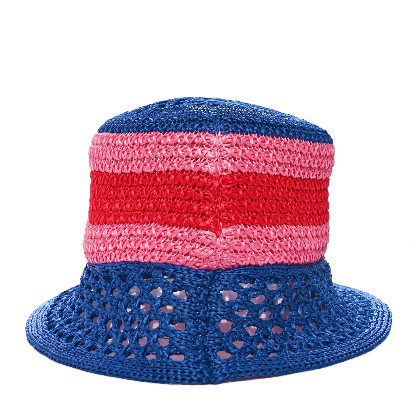 Raffia Effect Web Interlocking G Bucket Hat M Blue Multicolor