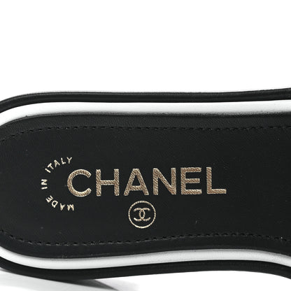 Chanel Lambskin Embroidered CC Mule Sandal 37 Black White 7 of 8