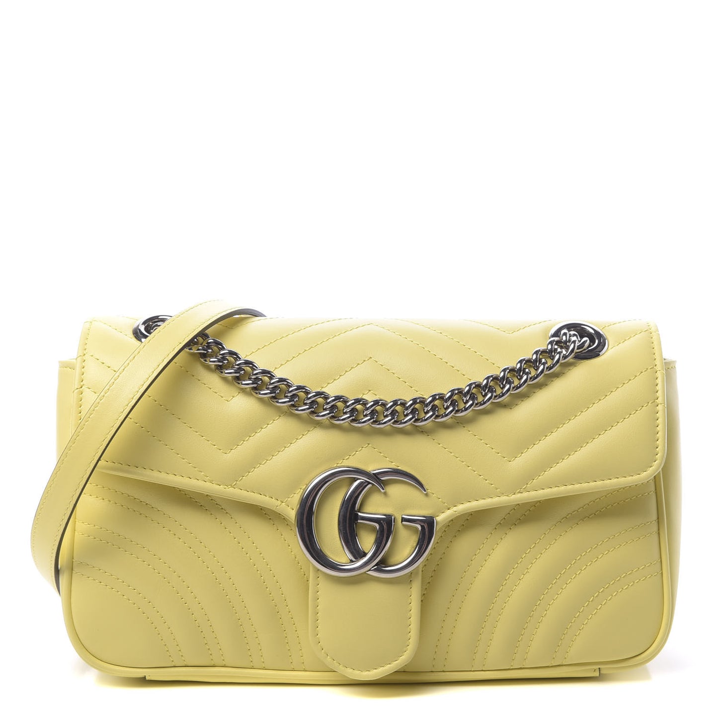 Calfskin Matelasse Small GG Marmont Shoulder Bag Banana