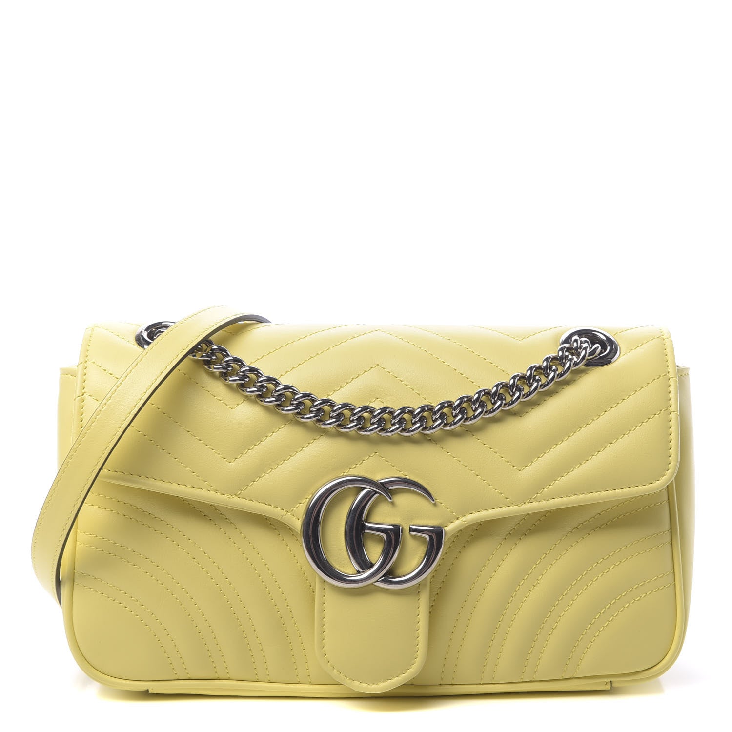 Gucci Calfskin Matelasse Small GG Marmont Shoulder Bag Banana 1 of 10