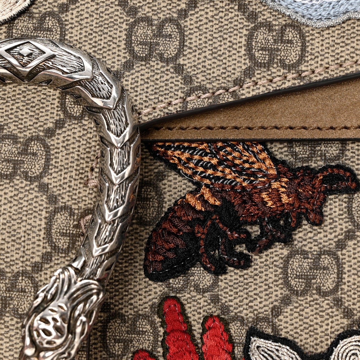 GG Supreme Monogram Embroidered Medium Dionysus Shoulder Bag Taupe