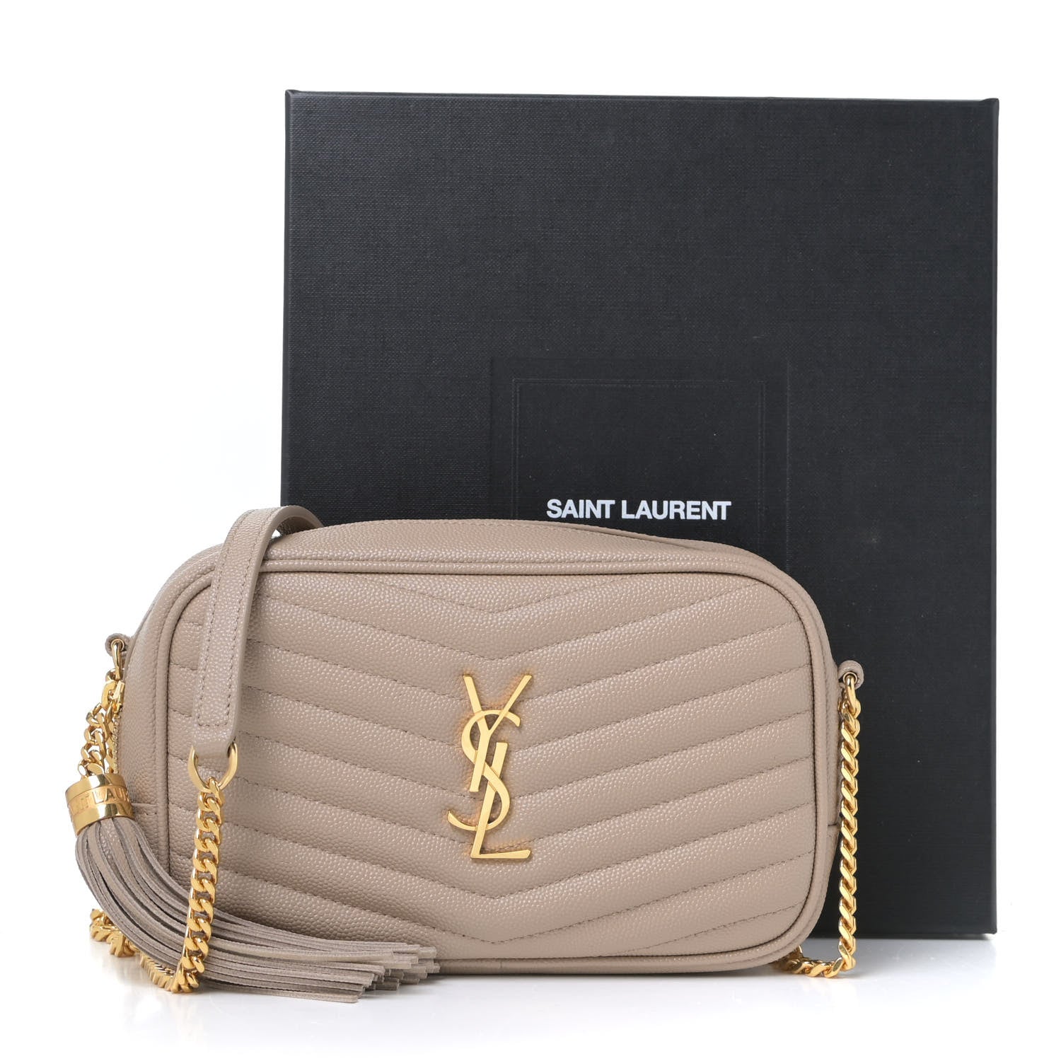 Saint Laurent Grain De Poudre Matelasse Monogram Mini Lou Camera Bag Dark Beige 9 of 9