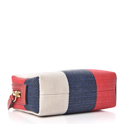 Gucci Canvas Sylvie Stripe Logo Cosmetic Case Mystic White Hibiscus Red Maritime 4 of 7
