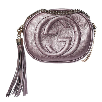 Gucci Metallic Pebbled Calfskin Mini Soho Chain Bag Purple 1 of 11
