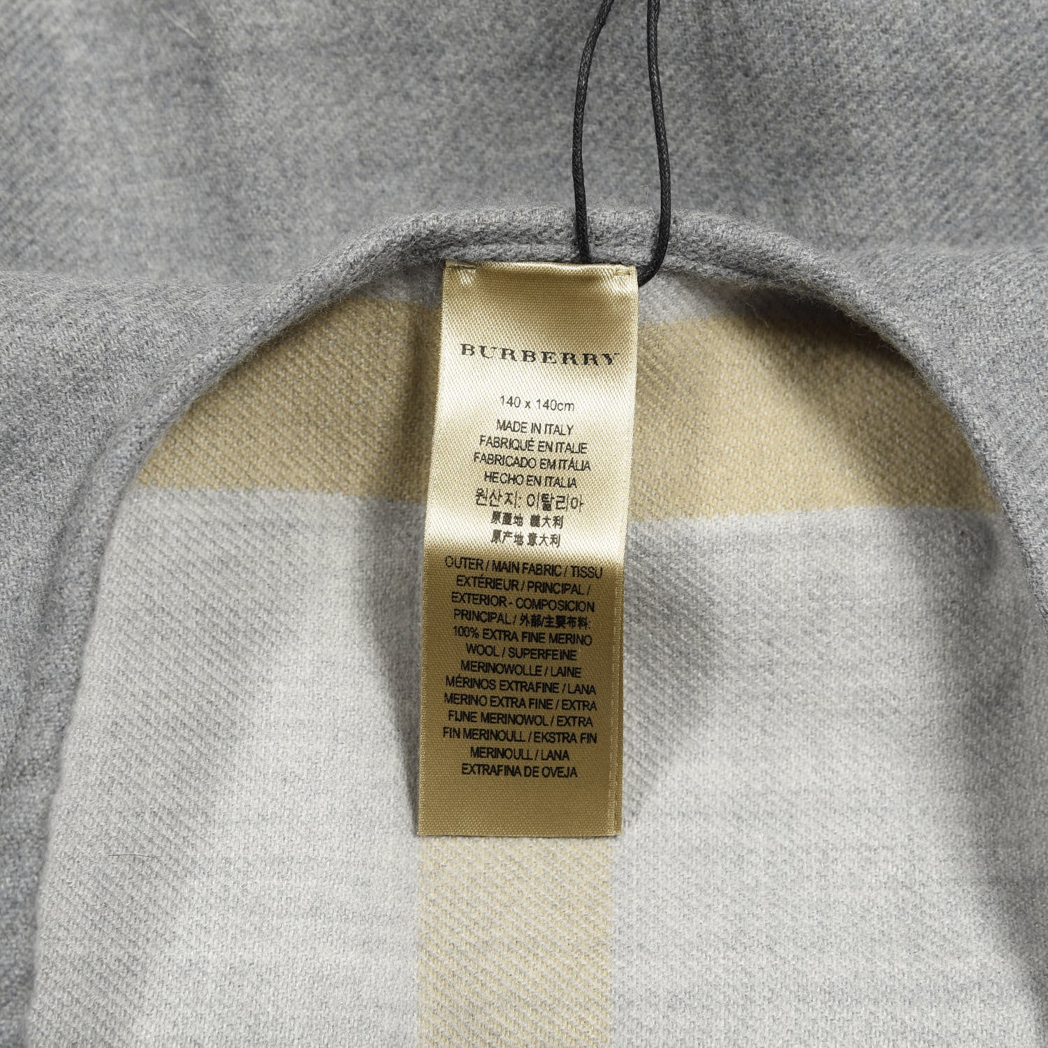 Burberry Wool Solid to Check Charlotte Cape Scarf Scarf Light Grey 3 of 3