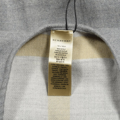 Burberry Wool Solid to Check Charlotte Cape Scarf Scarf Light Grey 3 of 3
