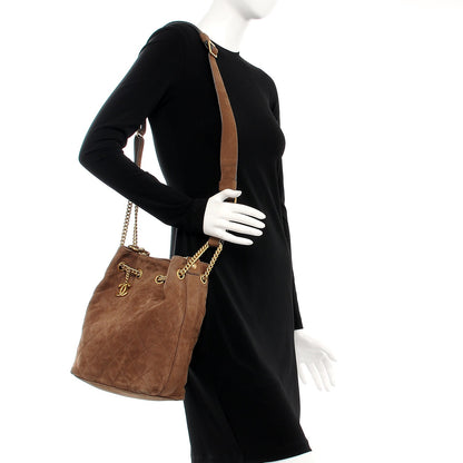 Chanel Suede Calfskin Small On My Shoulder Drawstring Bag Brown 2 of 13