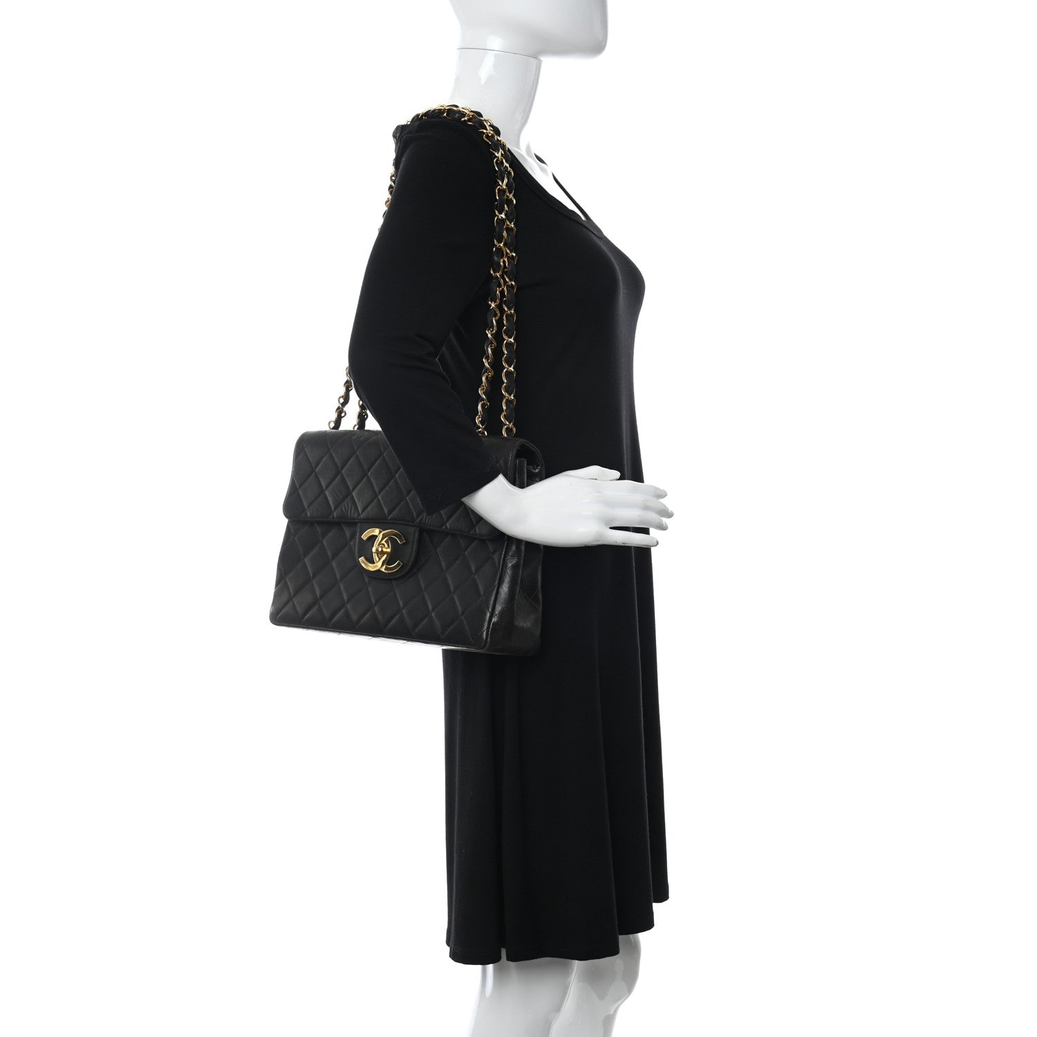 Chanel Lambskin Quilted XL Jumbo Single Flap Black 3 of 33