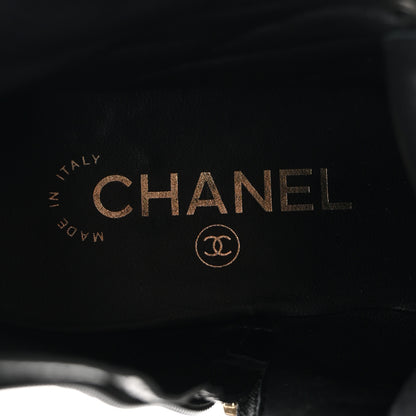 Chanel Shiny Crumpled Lambskin Lace Up Combat Boots 39 Black 8 of 9