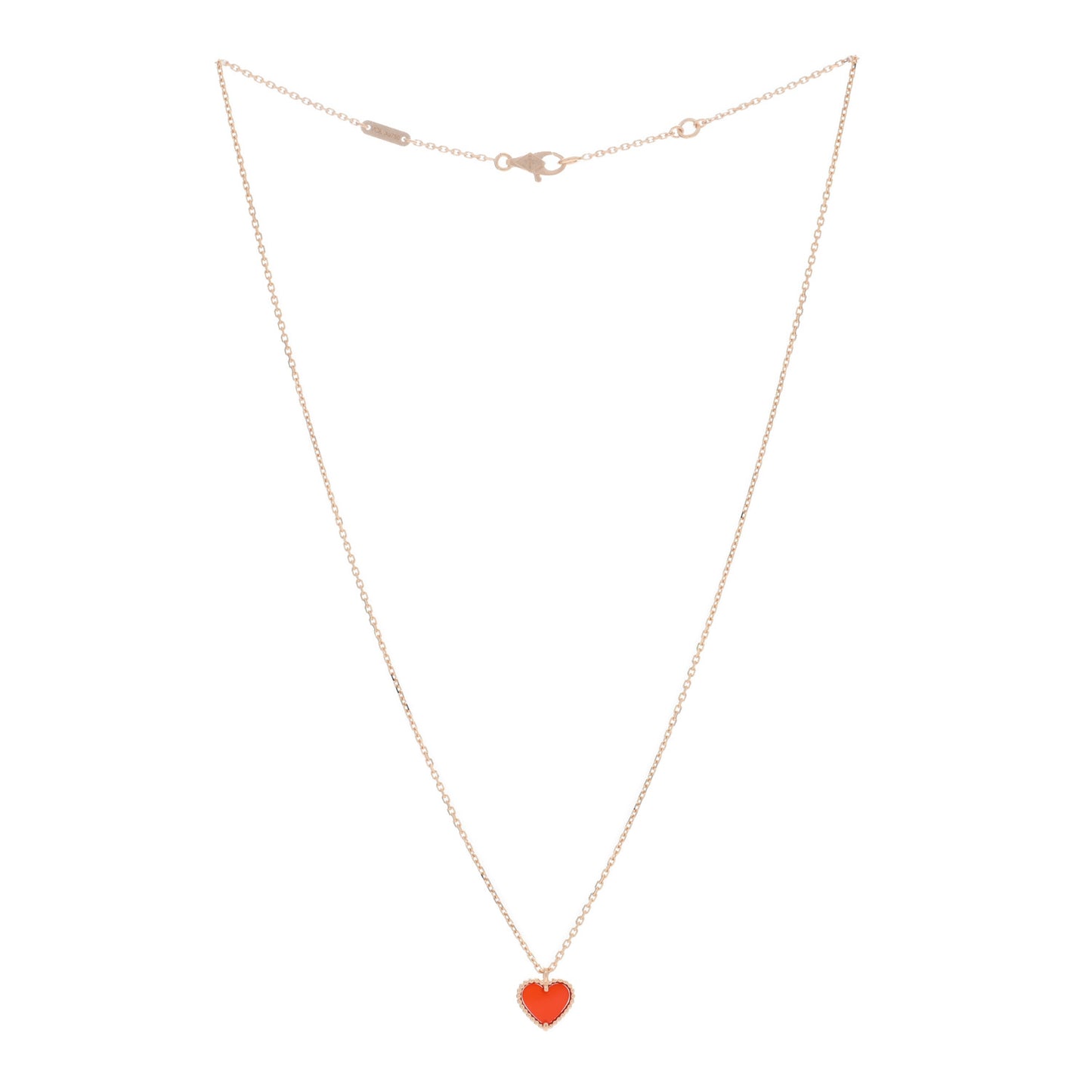 18K Rose Gold Carnelian Sweet Alhambra Heart Pendant Necklace