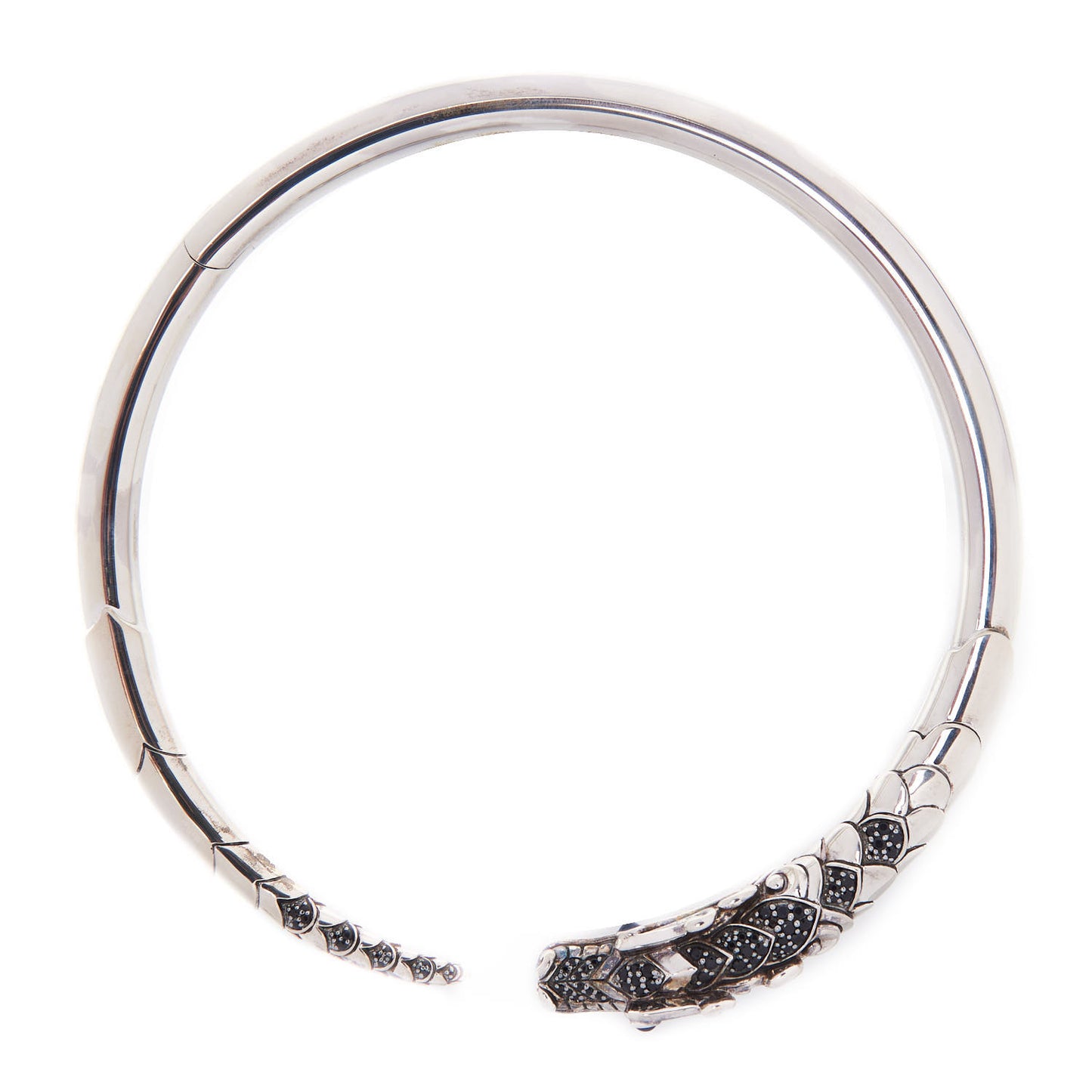 Sterling Silver Black Blue Sapphire Legends Naga Dragon Choker Necklace