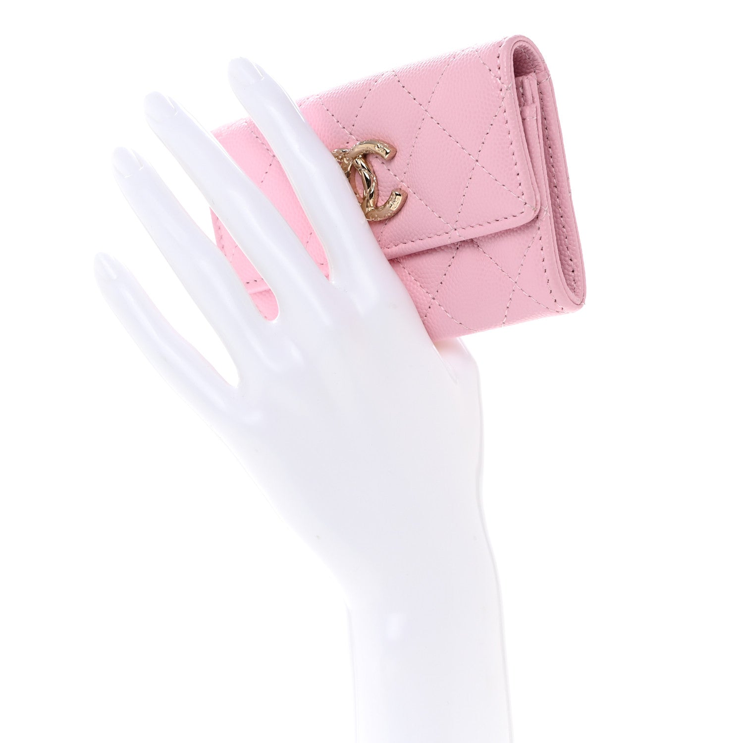 Chanel Caviar Quilted CC Flap Card Holder Pink 2 of 9